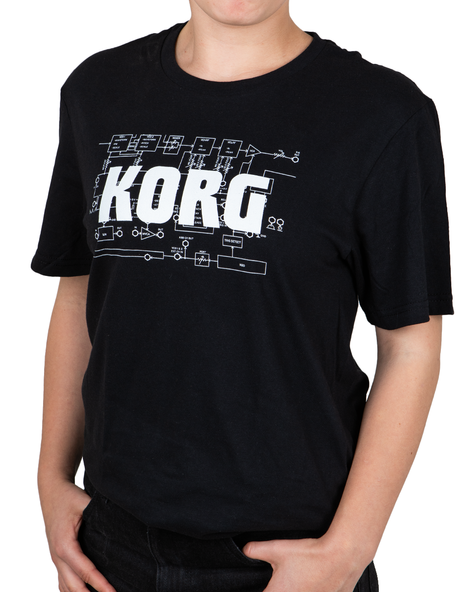 KORG T-Shirt Logo Schaltplan schwarz – XL