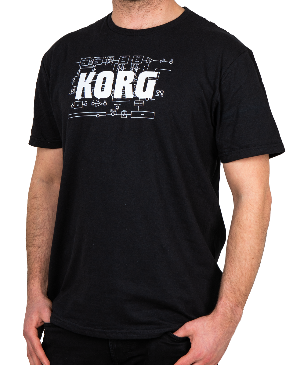 KORG T-Shirt Logo Schaltplan schwarz – XL
